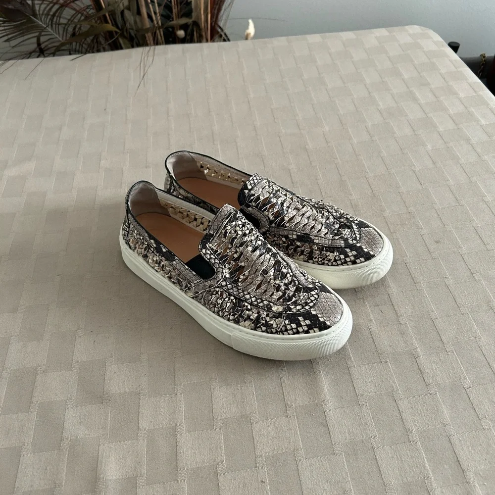 Tory Burch Huarache Woven Snake Print Slip On Sneakers